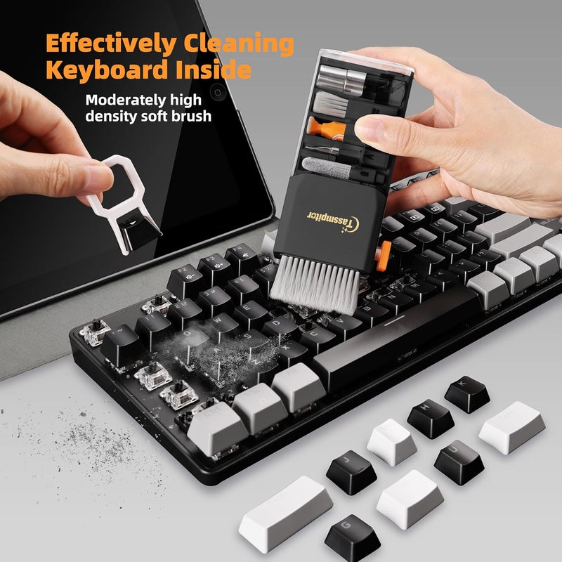 Tassmpitor Keyboard Cleaning Kit Keyboard Cleaner, All in One Computer Screen and Laptop Cleaner, Compact Portable Electronic Laptop Cleaning Kit with Soft Brush and Spray for MacBook iPad iPhone Earbud, Black - Image 2